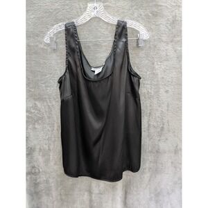 Black‎ Satin Tank Shell Top Women's 14W Minimalist Goth Casual
